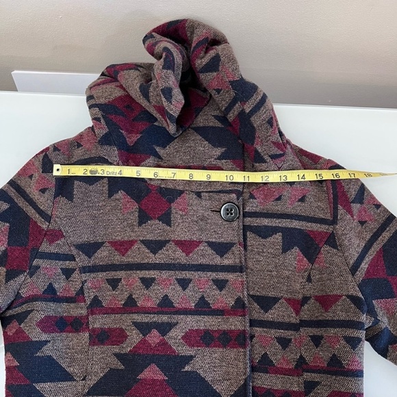 ELLABEE | Aztec print wool blend hooded thick lined fall winter warm coat jacket - Picture 8 of 16